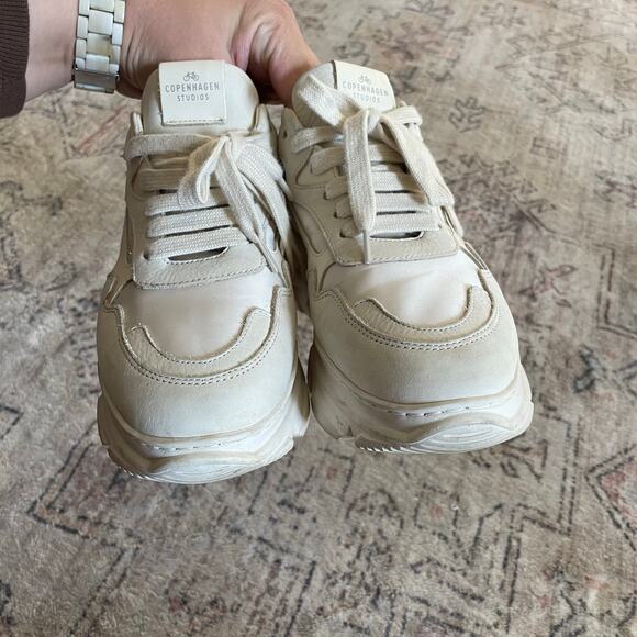 Copenhagen Studios EU 36 Suede-Leather Panelled Chunky Designer Sneakers White - Picture 8 of 9